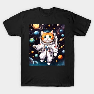 Space Cat Explorer, Graphic Design With Animals T-Shirt